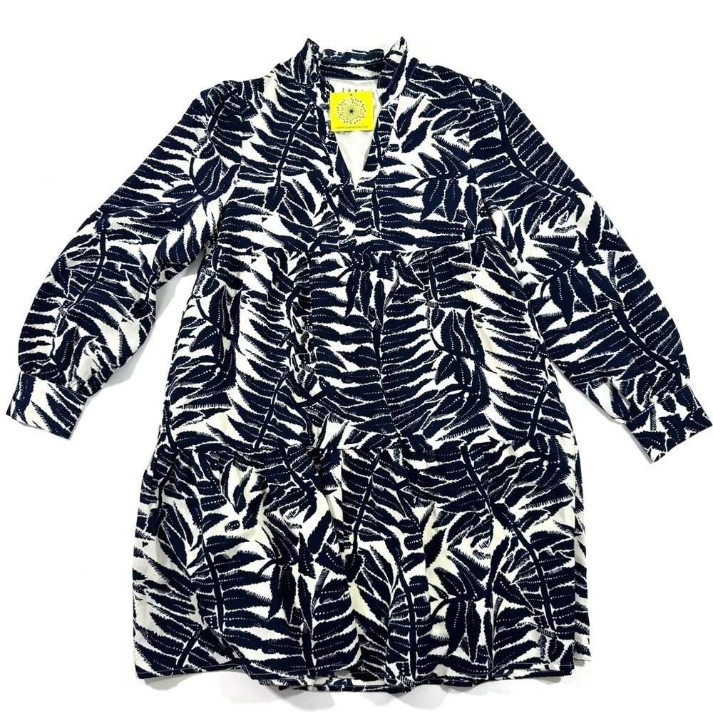 New THML Laguna Palm A Line Dress Long Sleeve